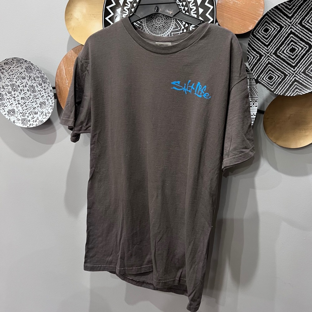 Salt Life Mens Graphic T-Shirt Gray Spearfishing Tuna Fish Short Sleeve Size M